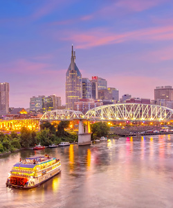 Nashville, Tennessee downtown skyline at twilight