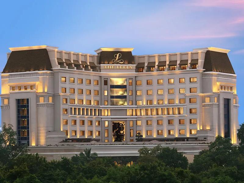The Leela Hyderabad exterior featuring contemporary architecture inspired by the city's rich heritage