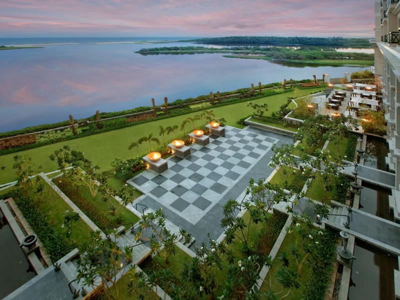 The Leela Palace Chennai exterior showcasing contemporary palace architecture by the Bay of Bengal